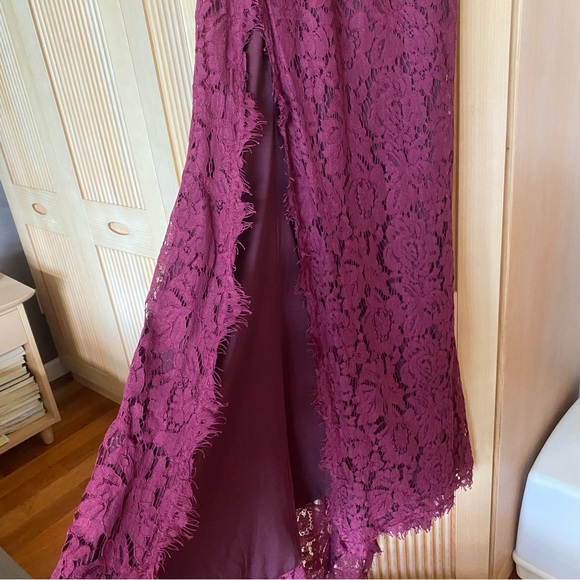 Anthropologie Fame and Partners Twilight dress strapless lace gown wine red - Picture 5 of 16